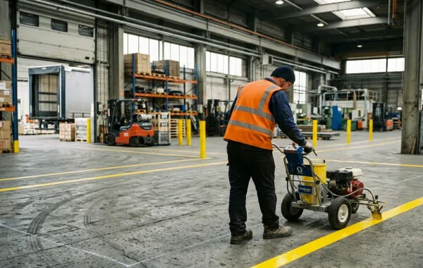 Bodenmarkierung in Produktionshalle