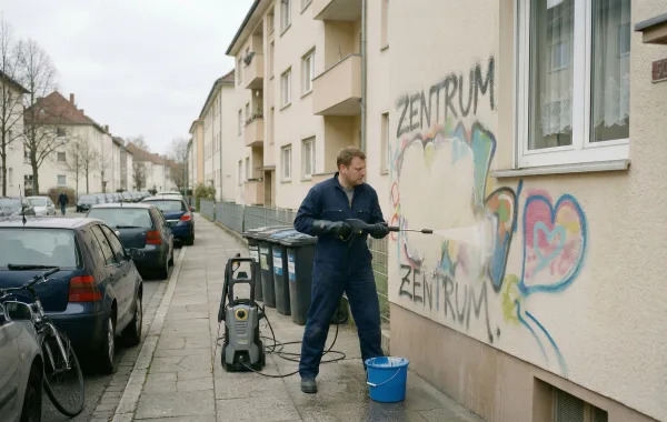 Saubere Fassade nach Graffitientfernung
