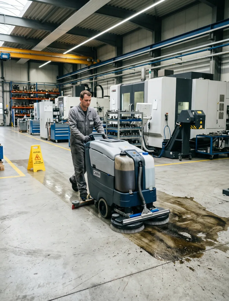 Reinigungsteam in Logistikhalle