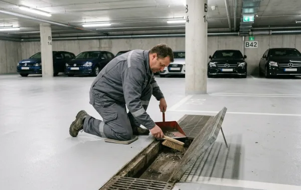 Sauberes Parkhaus nach Reinigung